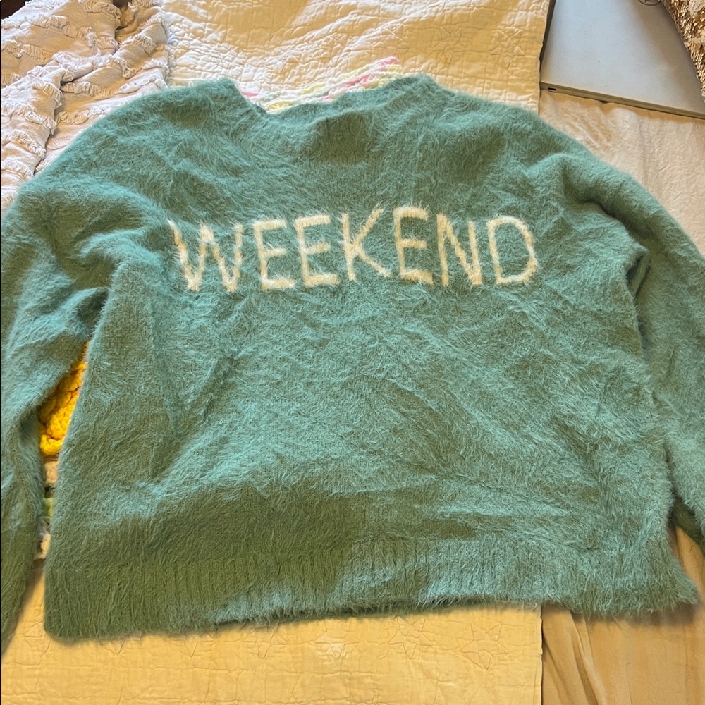 Hem & Thread Fuzzy Teal 'Weekend' Sweater